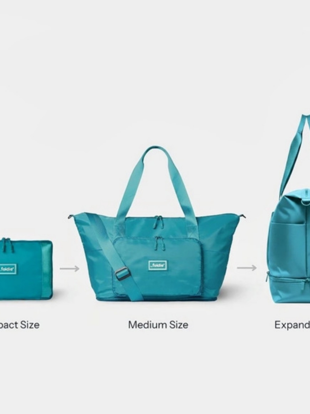 The Foldie Original Foldable Travel Bag Duffle - Teal Blue - Picture 3 of 13